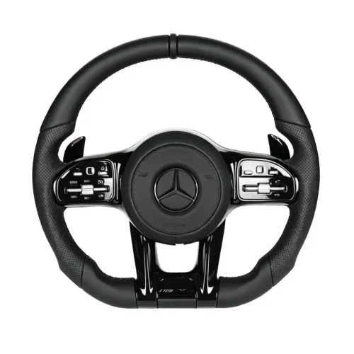 black steering wheel