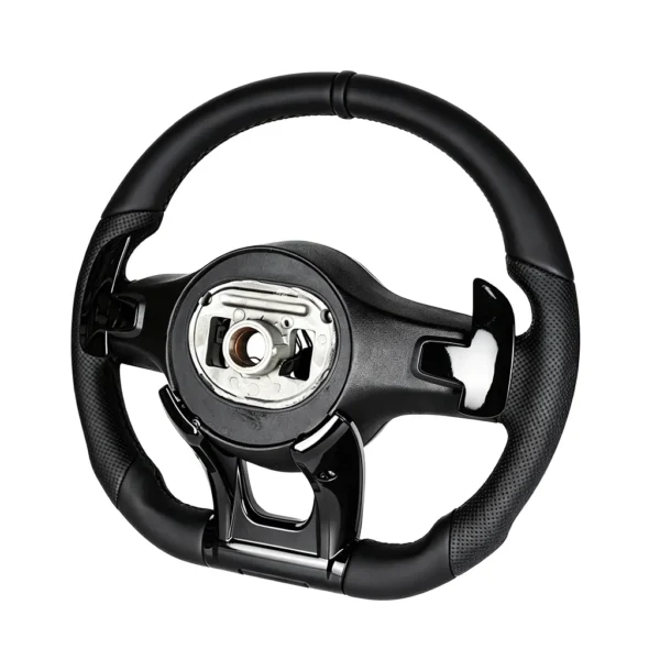 custom black steering wheel