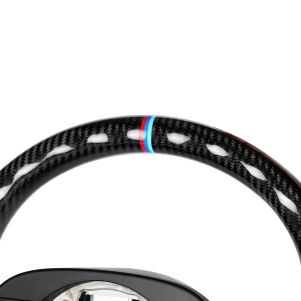 detail of aftermarket bmw steering wheel