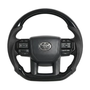 black wood steering wheel