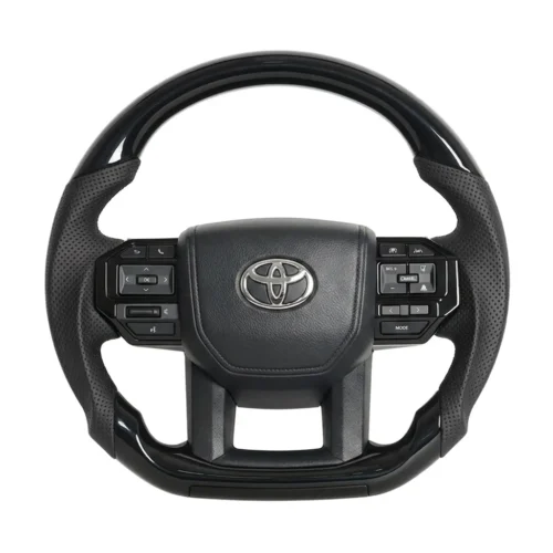 black wood steering wheel