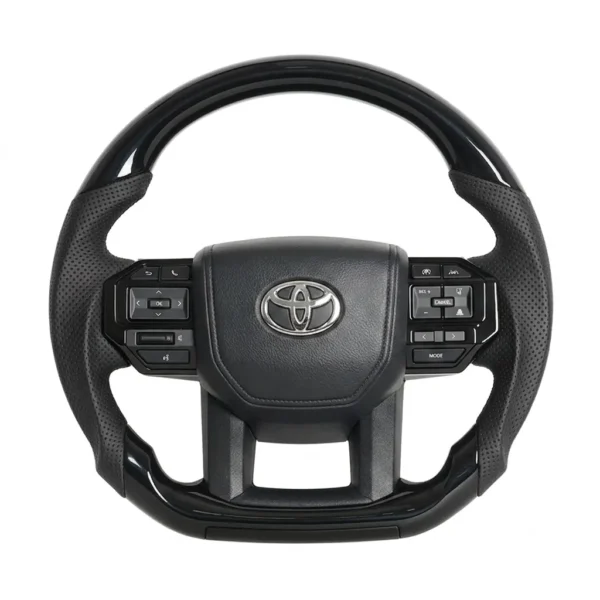 black wood steering wheel